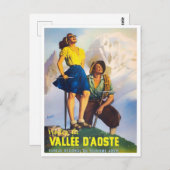 Aosta Valley Italië — vintage-reis Briefkaart (Voorkant / Achterkant)