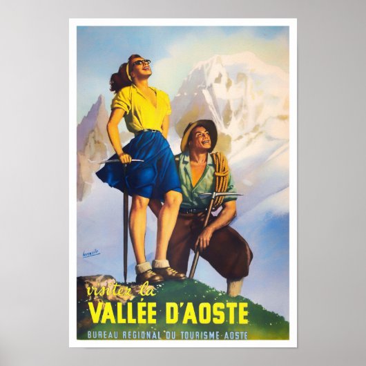 Aosta Valley Italië — vintage-reis Poster (Voorkant)