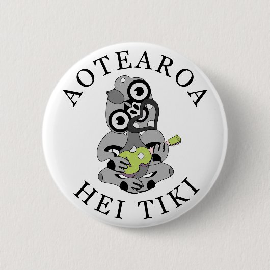 Aotearoa Hei Tiki met groene ukelele Ronde Button 5,7 Cm (Voorkant)