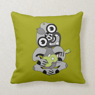 Aotearoa Hei Tiki met groene ukulele Kussen