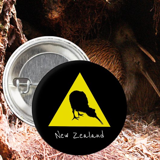 Aotearoa & Kiwi Bird, Nocturnal New Zealand Reis Ronde Button 3,2 Cm