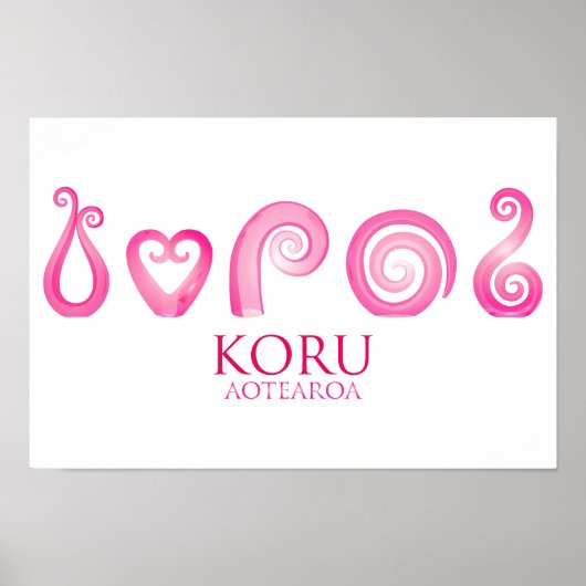 Aotearoa New Zealand Koru - roze Poster (Voorkant)