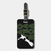 AOTEAROA NEW ZEALAND LAND MAP KIWI NZ BLACK BAGAGELABEL (Voorkant verticaal)
