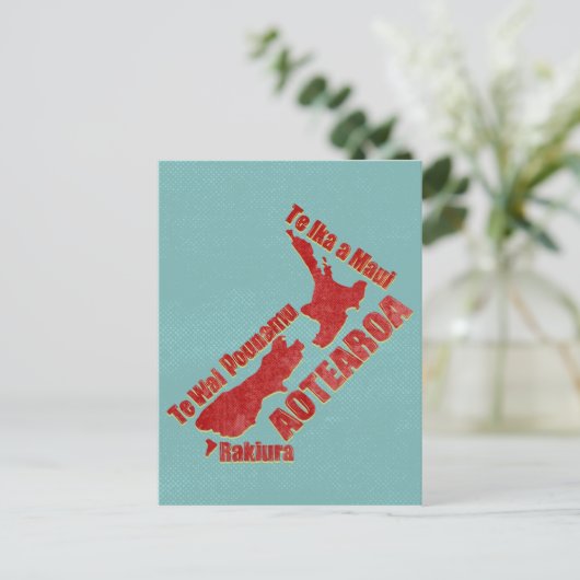 Aotearoa New Zealand Map Briefkaart (Staand voorkant)