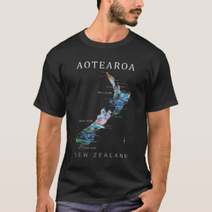AOTEAROA NIEUW-ZEELAND KIWI KAART T-SHIRT