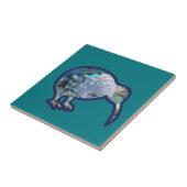 AOTEAROA NIEUW-ZEELAND PAUA SHELL KIWI BIRD GREEN TEGELTJE (Zijkant)