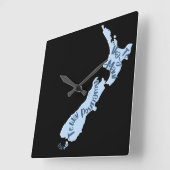 Aotearoa NZ Map, eilanden in de Māori-taal Vierkante Klok (Hoek)