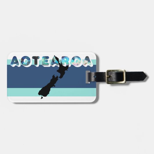 AOTEAROA NZ PAUA BLUE GREEN NEW ZEALAND KIWI MAORI BAGAGELABEL (Voorkant horizontaal)