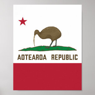 Aotearoa Republiek Kiwi Vlag Nieuw-Zeeland Poster