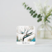 *~* AP10 Flower Bird of Paradise QR Waterverf Vierkante Visitekaartje (Staand voorkant)