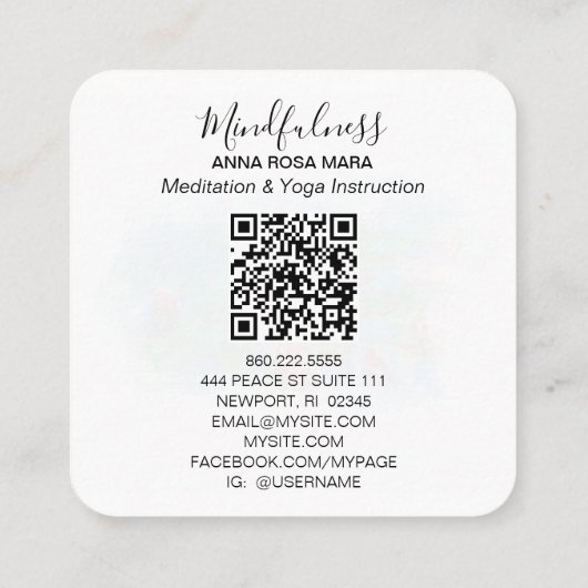 *~* AP10 Flower Bird of Paradise QR Waterverf Vierkante Visitekaartje (Achterkant)