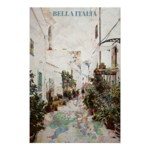 ** AP12 Italia Italië Straat Aardewerk Planten Pos Perfect Poster