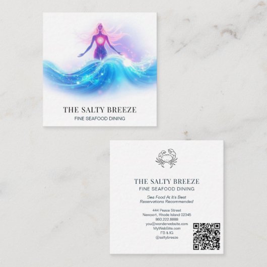 ** AP13 90 Healing Beach WAVE Geboorte van Venus Vierkante Visitekaartje (Voorkant / Achterkant)