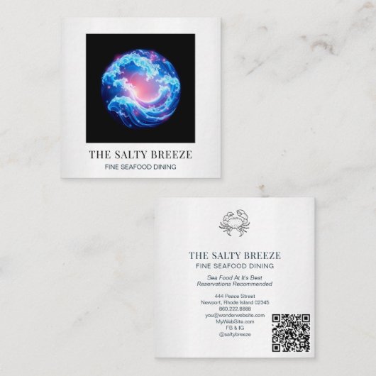 ** AP13 Beach Wave Spa Massage Reiki Yoga 107 Vierkante Visitekaartje (Voorkant / Achterkant)