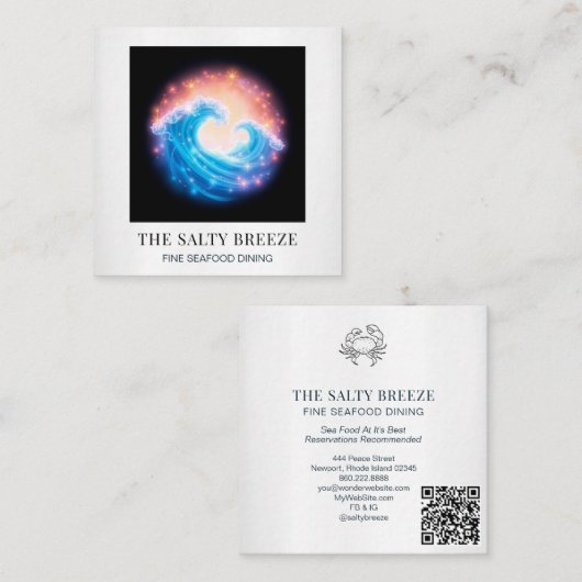 *~* AP13 Beach Wave Spa Massage Reiki Yoga x Vierkante Visitekaartje (Voorkant / Achterkant)