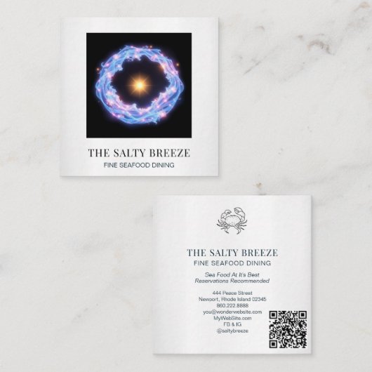 *~* AP13 Beach Wave Yoga Spa Massage Reiki 92 Vierkante Visitekaartje (Voorkant / Achterkant)