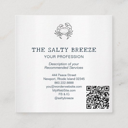 *~* AP13 Nautisch strand Dromerige golven Sparkle  Vierkante Visitekaartje (Achterkant)