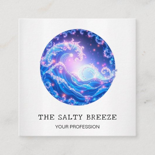 *~* AP13 Nautisch strand Dromerige golven Sparkle  Vierkante Visitekaartje (Voorkant)