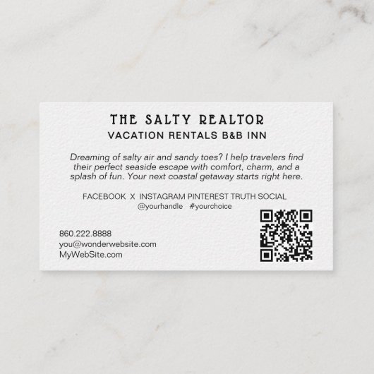 *~* AP13 REALATOR Beach Rentals 5 B&B Inn Visitekaartje (Achterkant)