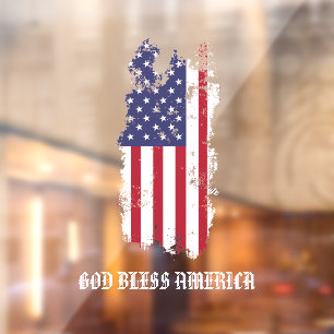 * AP16 Flag Grunge Patriotic God Bless USA America Raamsticker