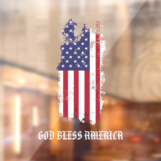 * AP16 Flag Grunge Patriotic God Bless USA America Raamsticker (Vel 2)