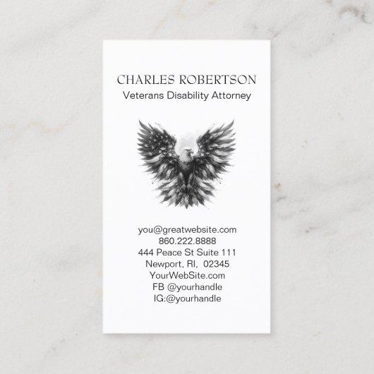 *~* AP16 - QR Foto Amerikaanse vlag kale adelaar Visitekaartje (Achterkant)