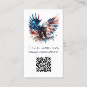 *~* AP16 - QR Foto Amerikaanse vlag kale adelaar Visitekaartje (Voorkant)