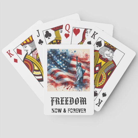 *** AP16 STANDBEELD VAN DE VRIJHEID 5 Amerikaanse Pokerkaarten (Achterkant)