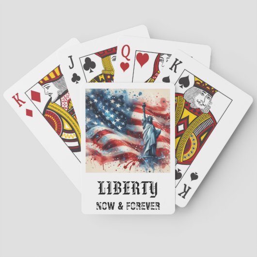 *** AP16 STATEUE of LIBERTY American Flag Play 5 Pokerkaarten (Achterkant)