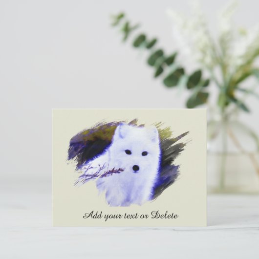 *~* AP18 Polar Twig Fox White Snow Fox Arctic Briefkaart (Staand voorkant)