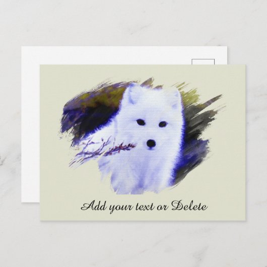 *~* AP18 Polar Twig Fox White Snow Fox Arctic Briefkaart (Voorkant / Achterkant)