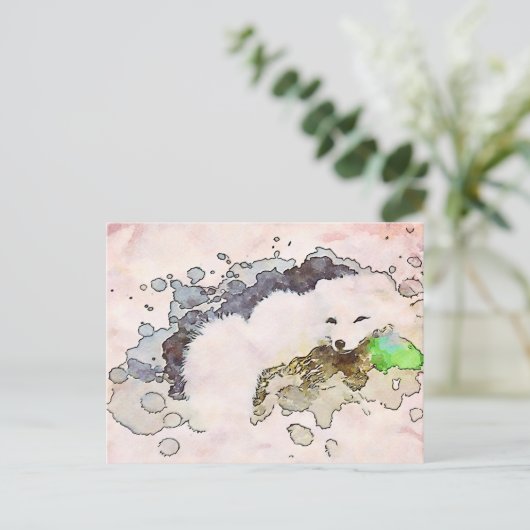 *~* AP18 Sneeuwwitpoolvos Wildlife Briefkaart (Staand voorkant)