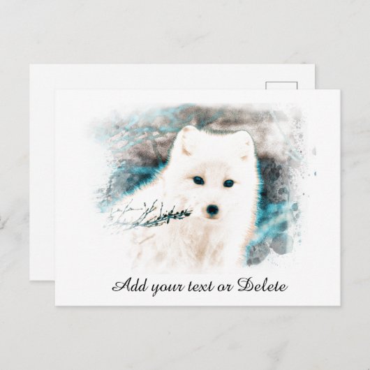 *~* AP18 Twig Snow Fox White Fox Polar Arctic Briefkaart (Voorkant / Achterkant)