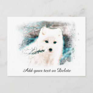 *~* AP18 Twig Snow Fox White Fox Polar Arctic Briefkaart