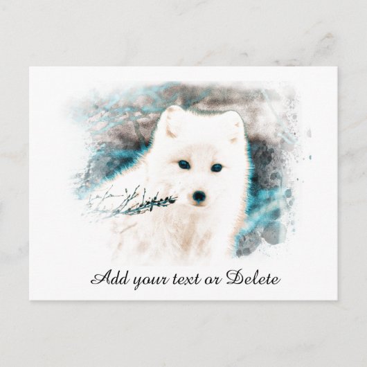 *~* AP18 Twig Snow Fox White Fox Polar Arctic Briefkaart (Voorkant)