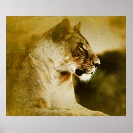 *~* AP23 Artistieke Waterverf Golden LIONESS Artsy Poster