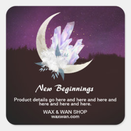 *~* AP24 Landschap Inhoudingen Maan Kristallen Vierkante Sticker