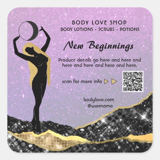 *~* AP24 Rainbow Goddess Inention Ombre Spell Vierkante Sticker (Voorkant)