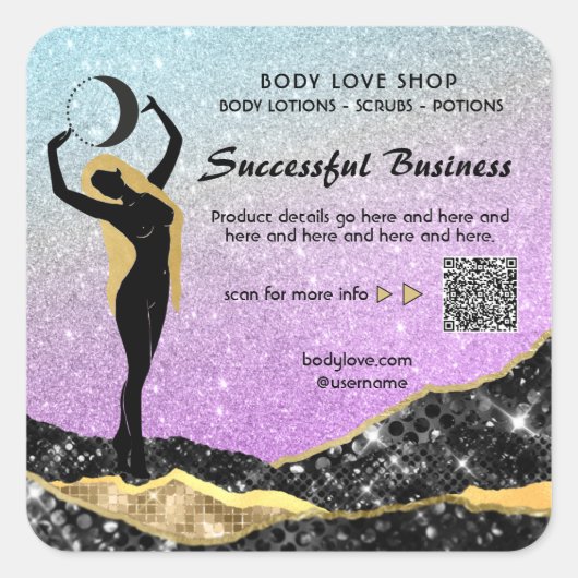 *~* AP24 Rainbow Goddess Inention Spell Ombre Vierkante Sticker (Voorkant)