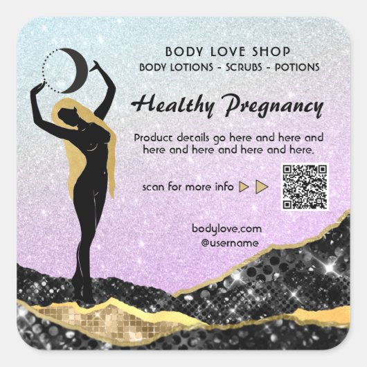 *~* AP24 Spell Rainbow Goddess Inention Ombre Vierkante Sticker (Voorkant)