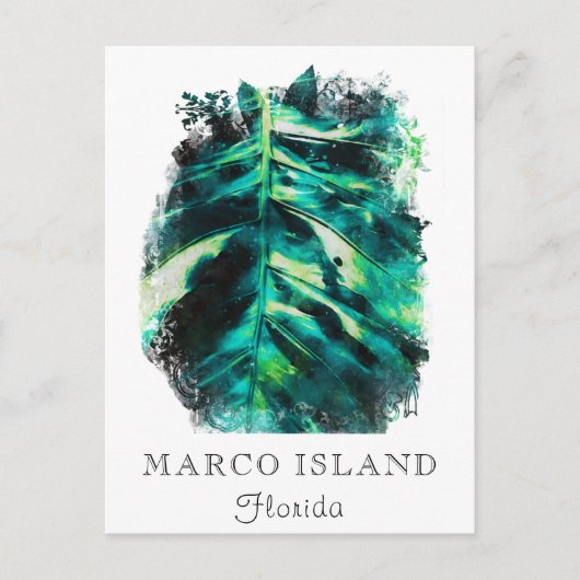 *~* AP25 Personaliseer Tropisch Palm Leaf Travel Briefkaart (Voorkant)