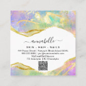 *~* AP26 Etherale OPAL Rainbow QR Gold Glitter Vierkante Visitekaartje (Achterkant)