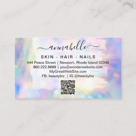 *~* AP26 OPAL de Rainbow QR van het Prisme. Crysta Visitekaartje (Achterkant)