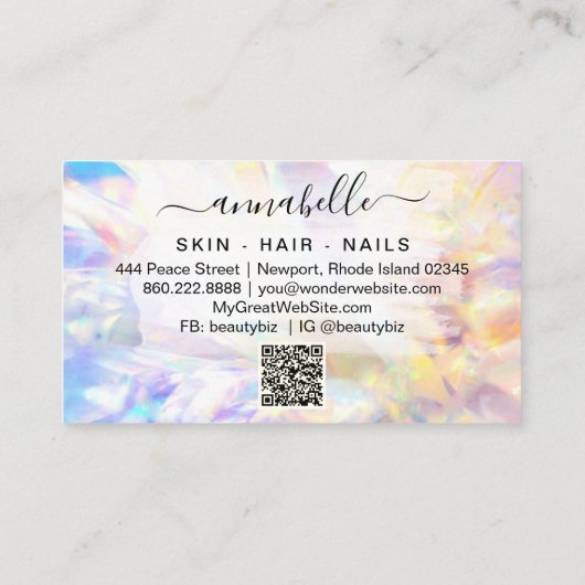 *~* AP26 OPAL Prism Rainbow Crystal Etheral QR Visitekaartje (Achterkant)