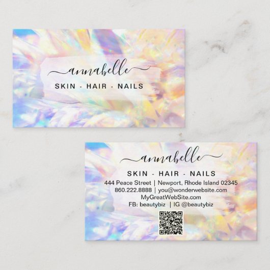 *~* AP26 OPAL Prism Rainbow Crystal Etheral QR Visitekaartje (Voorkant / Achterkant)