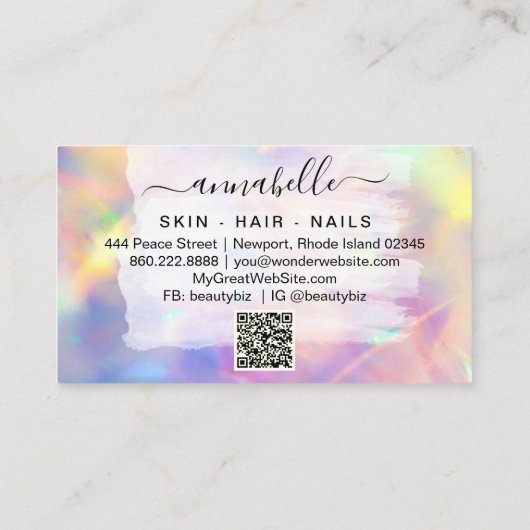 *~* AP26 OPAL. Prism Rainbow QR Crystal Etheral Visitekaartje (Achterkant)