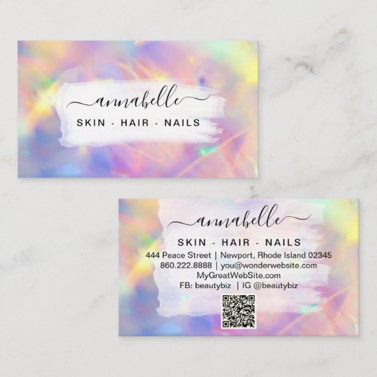 *~* AP26 OPAL. Prism Rainbow QR Crystal Etheral Visitekaartje (Voorkant / Achterkant)