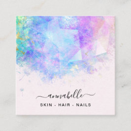 *~* AP26 OPAL Prism Rainbow QR Etheral Dandelion Vierkante Visitekaartje