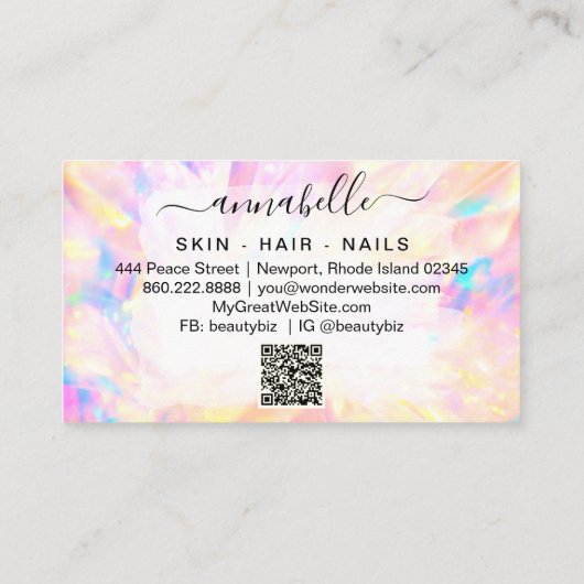 *~* AP26 OPAL QR Rainbow Crystal Etheral Prism Visitekaartje (Achterkant)