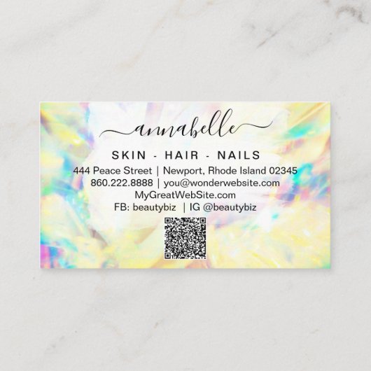 *~* AP26 OPAL Rainbow Crystal Etheral QR Prism Visitekaartje (Achterkant)